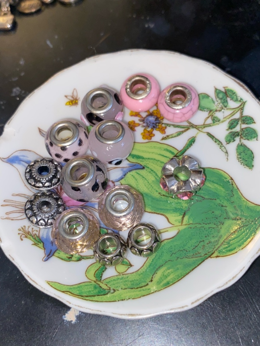 Pink and Silver European Charm Beads - Mixed Lot